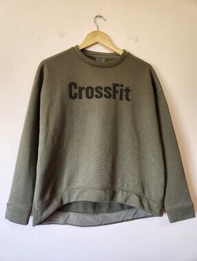 NOBULL X CrossFit High-Low Fleece Crewneck Sweatshirt Olive Green Size M EUC